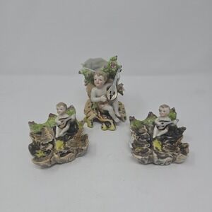 VINTAGE PORCELAIN FIGURAL  CHERUBS‎ PLAYING MANDOLIN SINGING